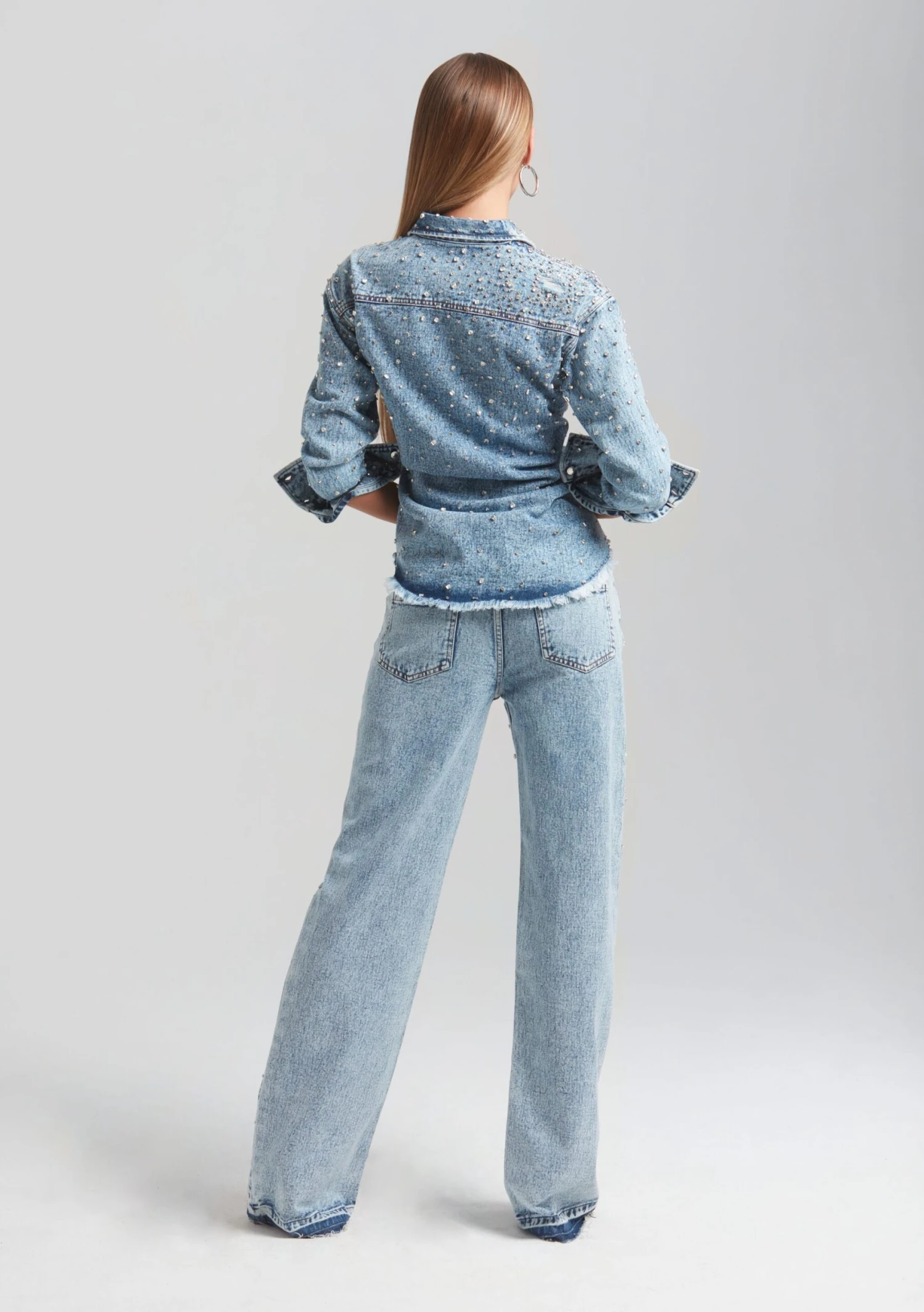 Doreen Crystal Embellished Denim Shirt - Image 4